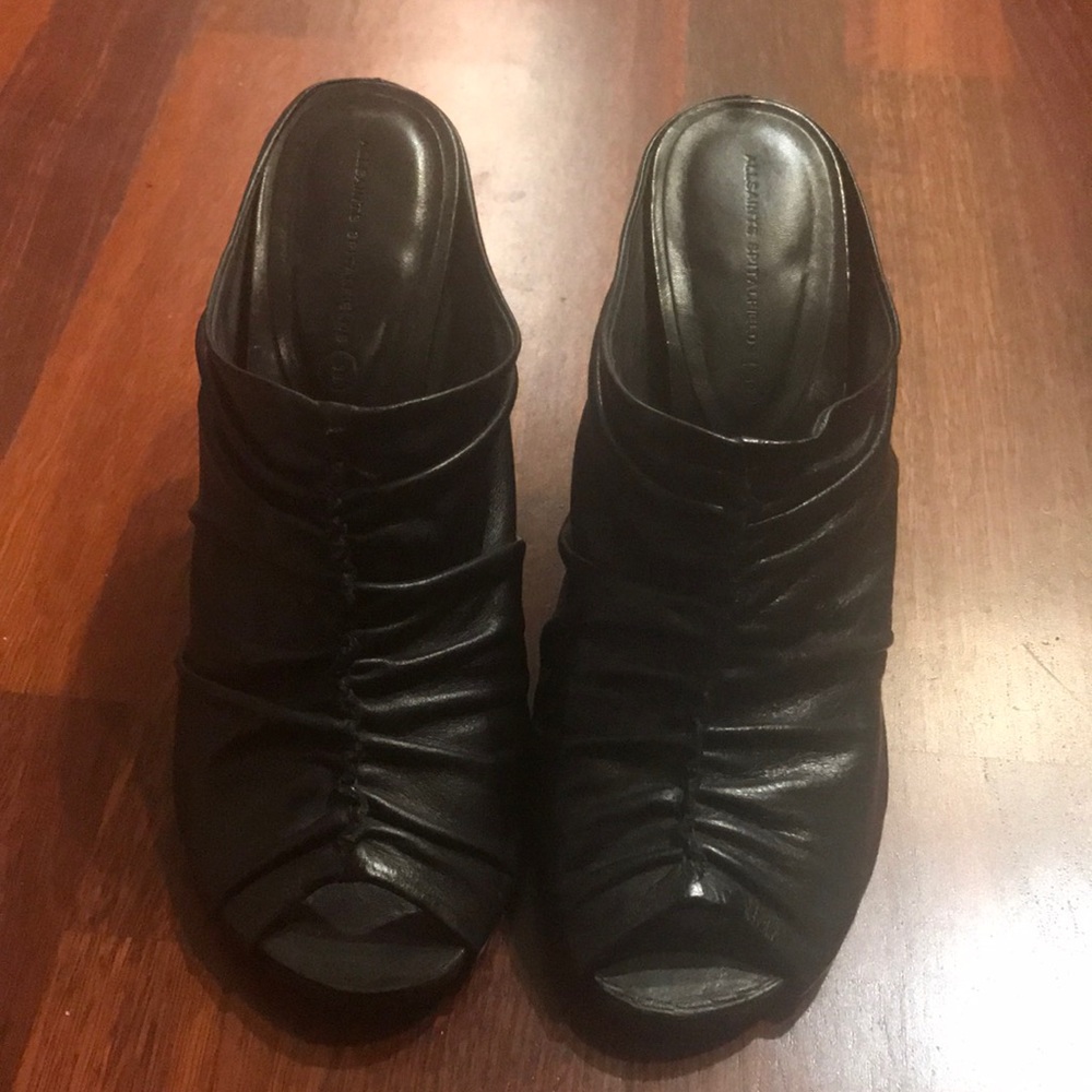 All Saints spitalfiels stacked heels
